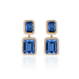 4-Topaz Emerald-cut Earrings with Diamonds Drop Earrings Goshwara