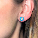 Hexagon Studs with Diamonds Stud Earrings Goshwara