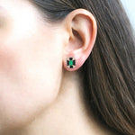 Octagon Enamel Studs with Diamonds Stud Earrings Goshwara