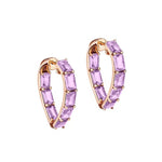Lavender Emerald-Cut Heart Hoops Hoop Earrings Goshwara