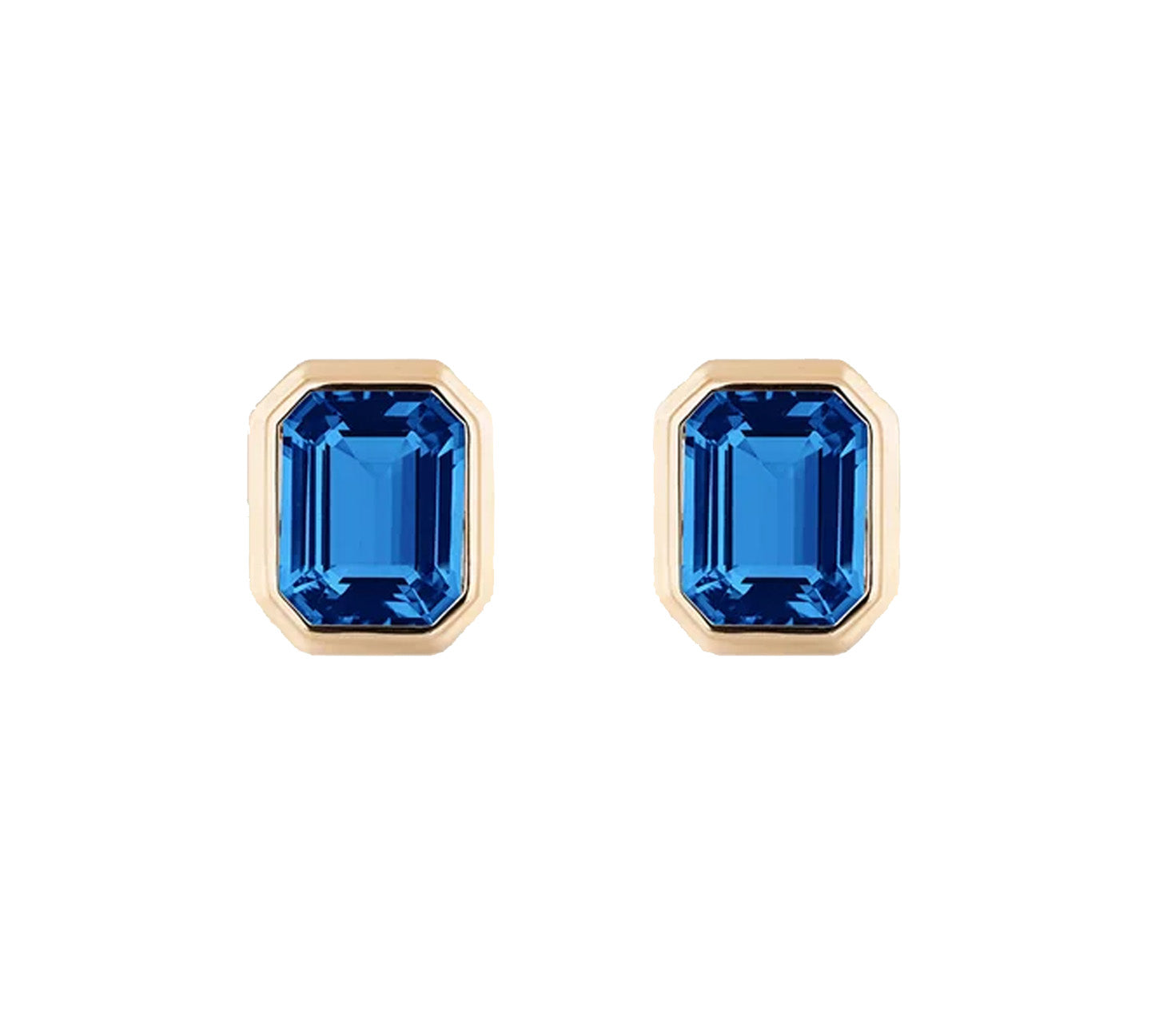 Emerald-Cut Stud Earrings Studs Goshwara London Blue Topaz