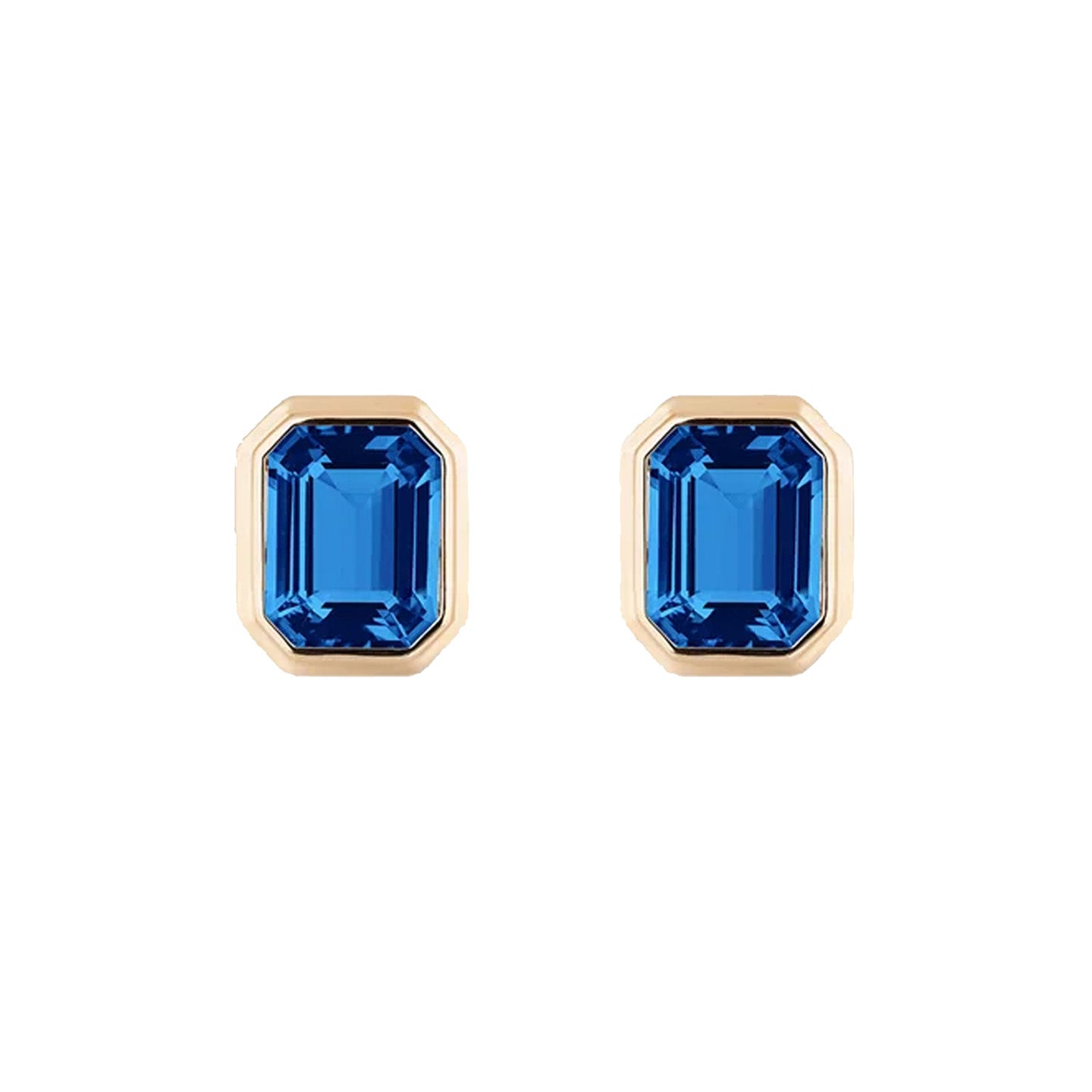 Emerald-Cut Stud Earrings Studs Goshwara London Blue Topaz