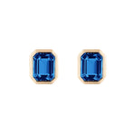 Emerald-Cut Stud Earrings Studs Goshwara London Blue Topaz