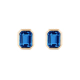 Emerald-Cut Stud Earrings Studs Goshwara London Blue Topaz
