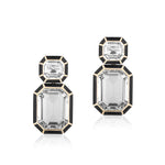 Double Drop Inlay Earrings Statement Earrings Goshwara Rock Crystal Onyx