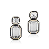 Double Drop Inlay Earrings Statement Earrings Goshwara Rock Crystal Onyx