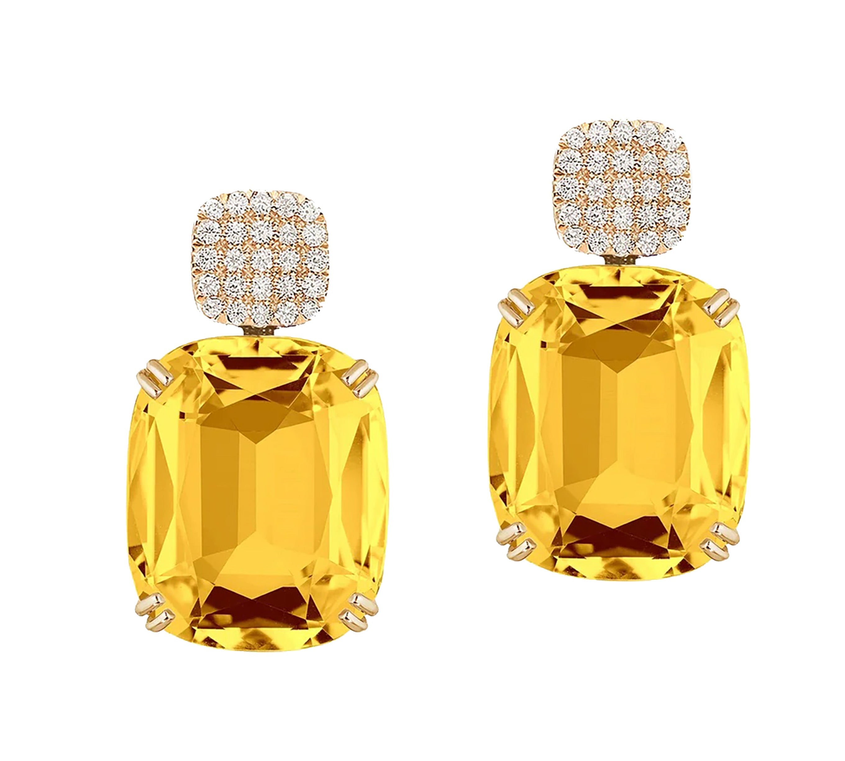 Pave Top Drop Earrings Drop Earrings Goshwara Citrine YGold