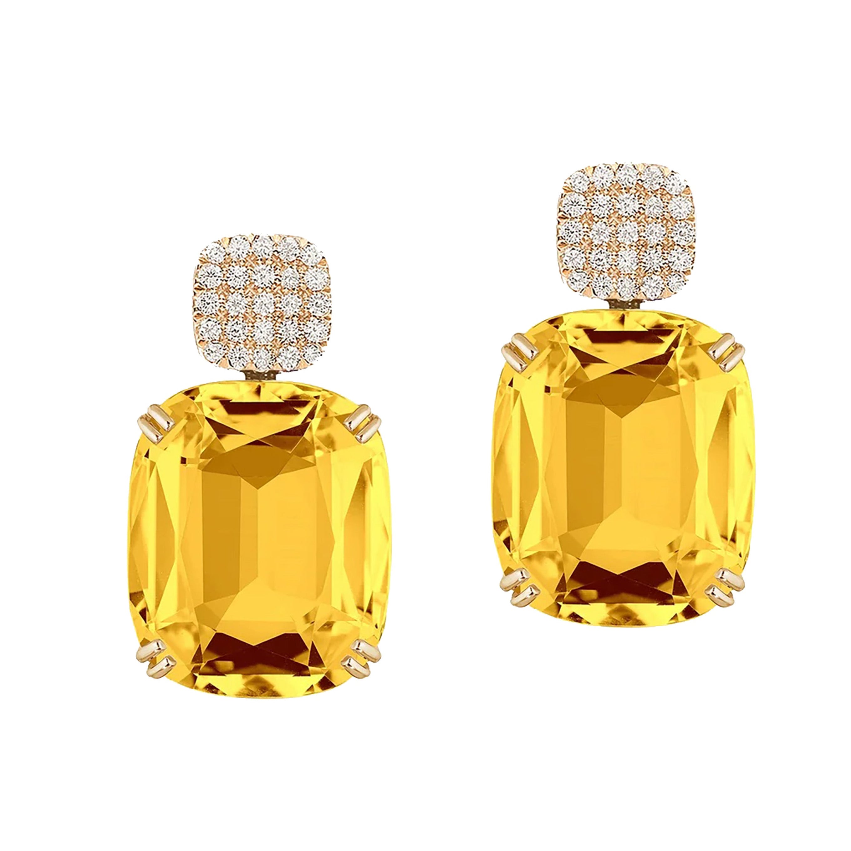 Pave Top Drop Earrings Drop Earrings Goshwara Citrine YGold