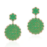 Faceted Emerald Earrings with Diamonds Statement Earrings Goshwara