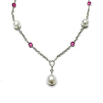 Rubellite South Sea Pearl Drop Necklace with Diamonds Statement Necklace Goshwara