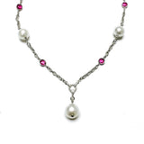 Rubellite South Sea Pearl Drop Necklace with Diamonds Statement Necklace Goshwara