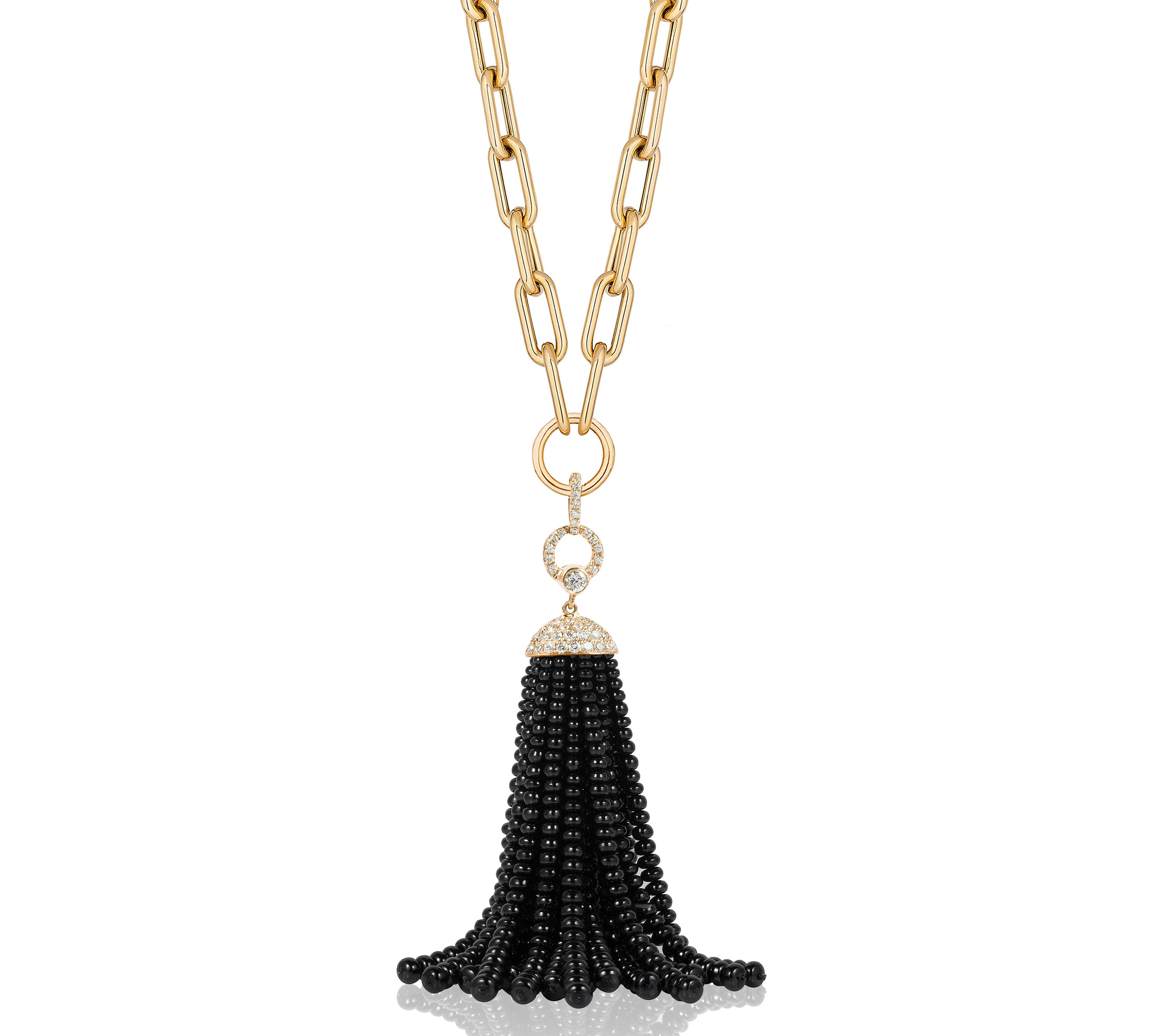 Tassle Pendant Necklace with Diamond Cap Pendant Necklace Goshwara