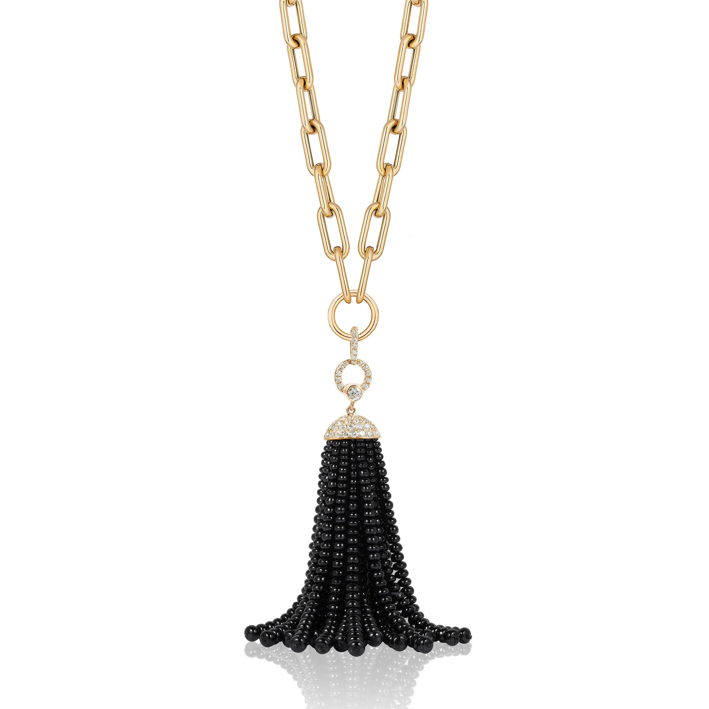 Tassle Pendant Necklace with Diamond Cap Pendant Necklace Goshwara