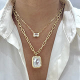 Emerald-Cut Bezel Set Pendant Necklace Pendant Necklace Goshwara