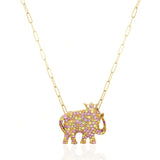 Multi-Sapphire Elephant Pendant Necklace Pendant Necklace Goshwara