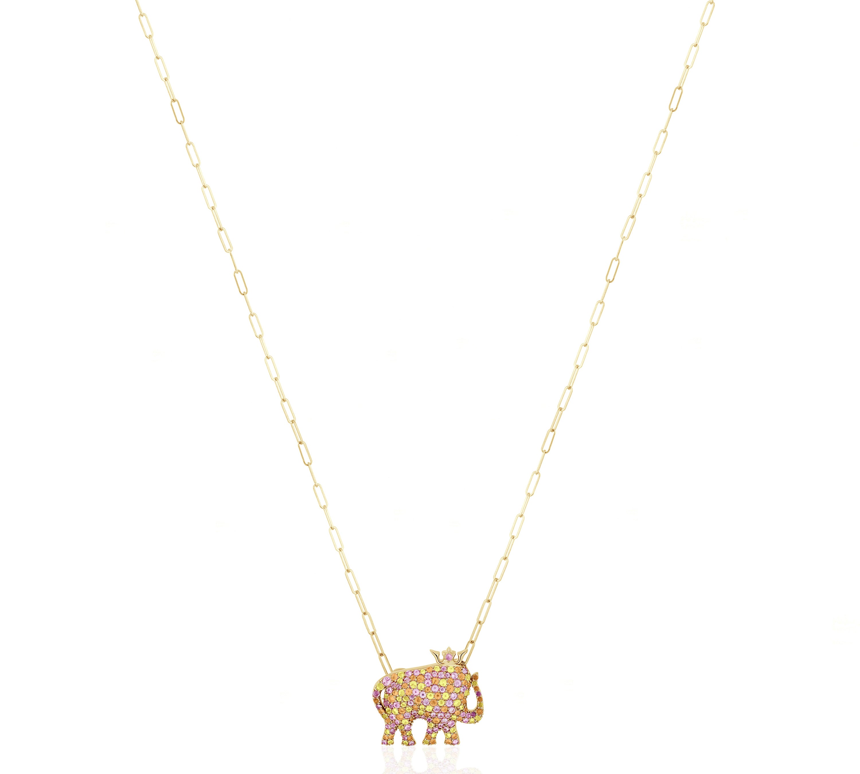 Multi-Sapphire Elephant Pendant Necklace Pendant Necklace Goshwara