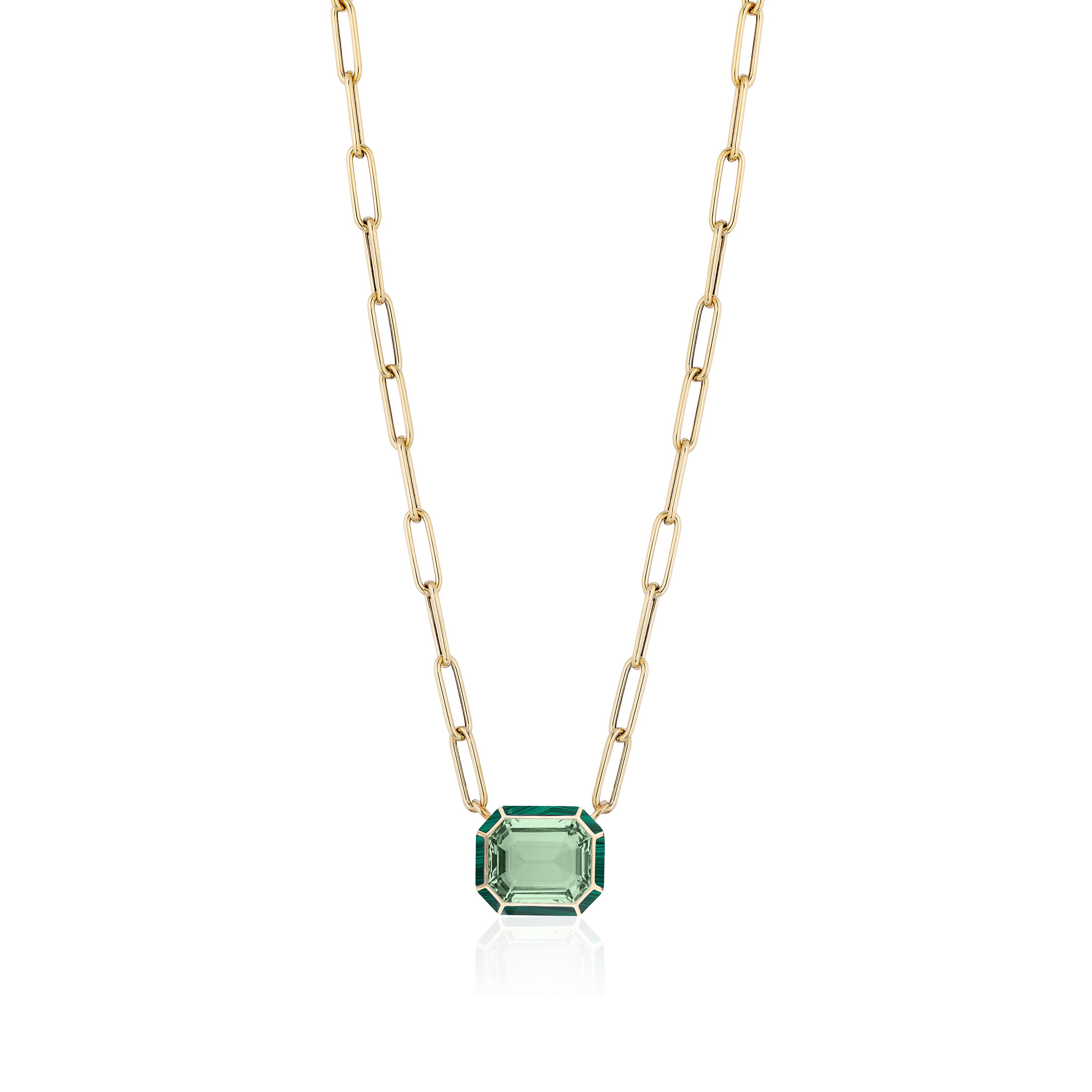 Emerald-Cut Pendant with Inlay Pendant Necklace Goshwara