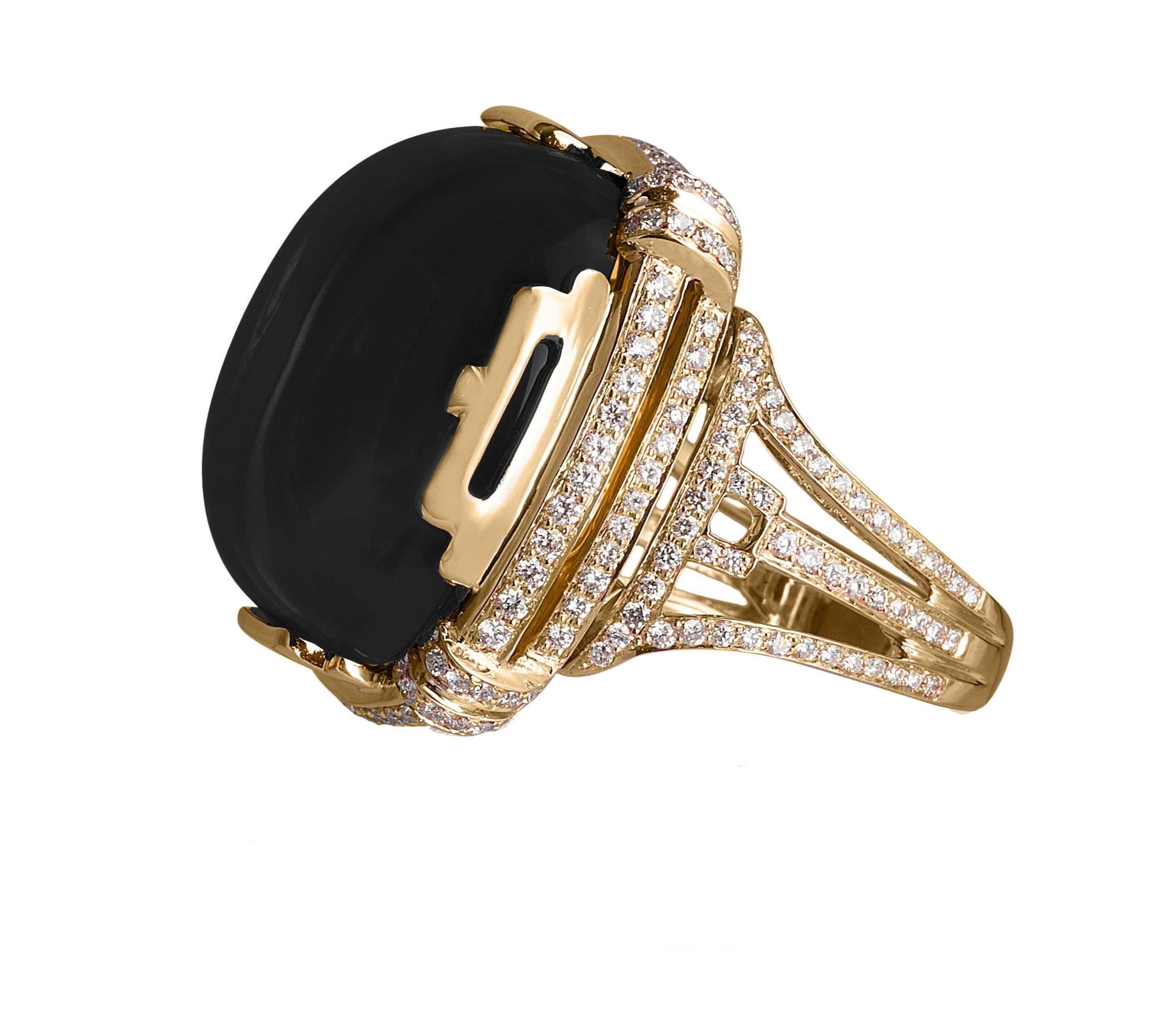 High Dome Cabochon Ring with Diamonds Statement Ring Goshwara