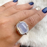 Moon Quartz Cushion Cabochon Ring Cocktail Ring Goshwara