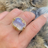 Moon Quartz Cushion Cabochon Ring Cocktail Ring Goshwara