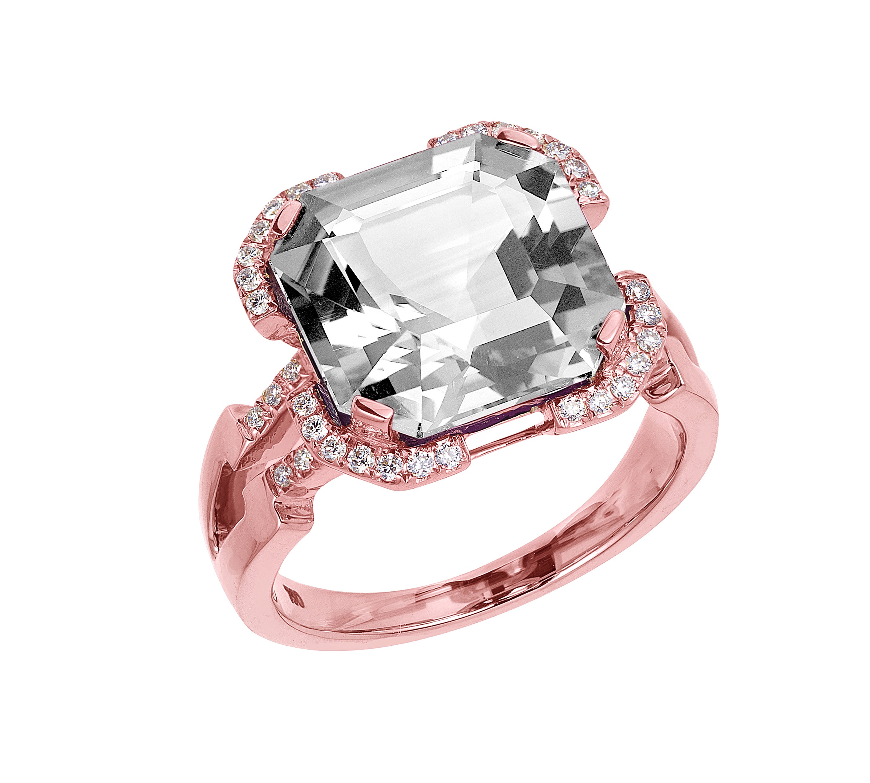 Crown Square Ring with Diamonds Cocktail Ring Goshwara