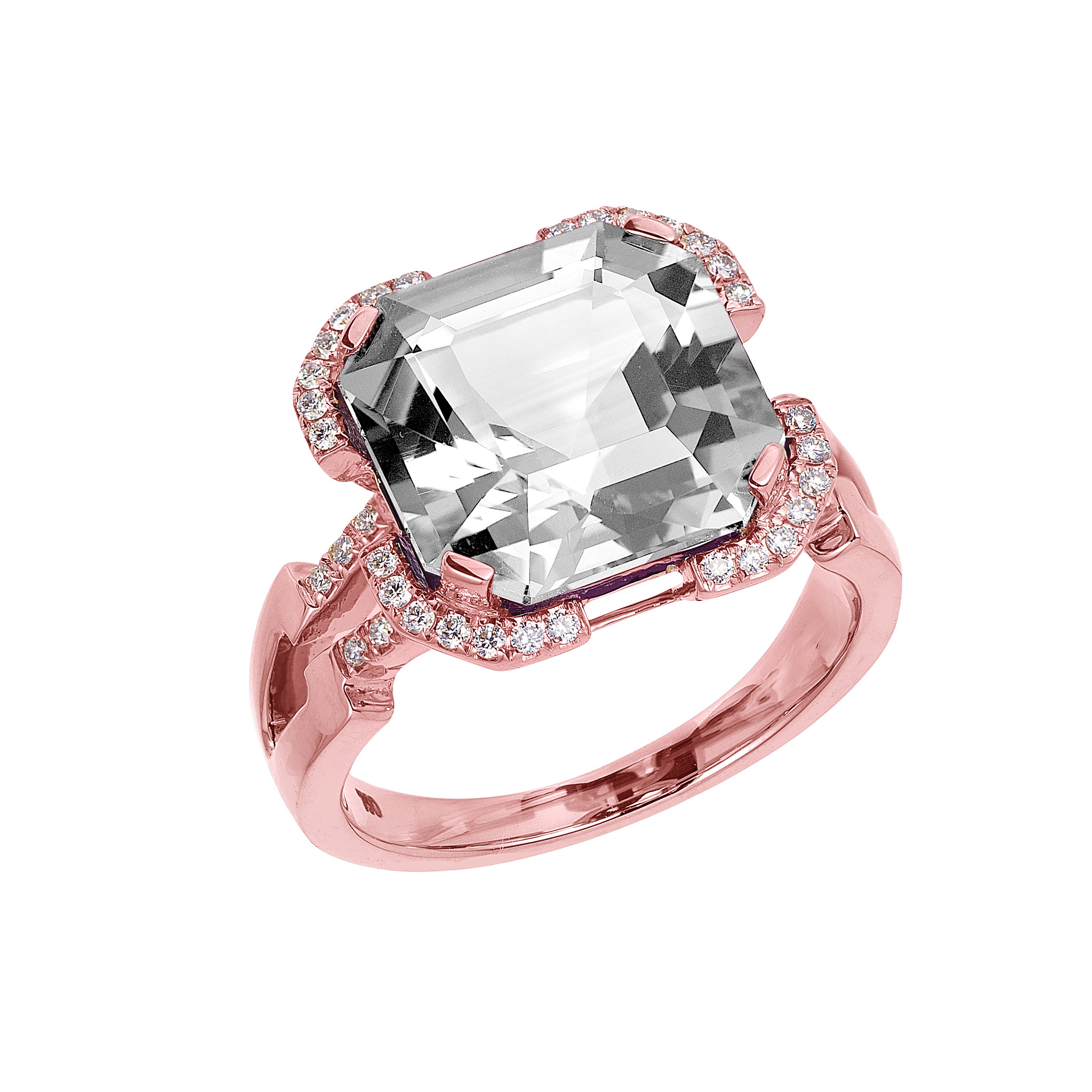 Crown Square Ring with Diamonds Cocktail Ring Goshwara