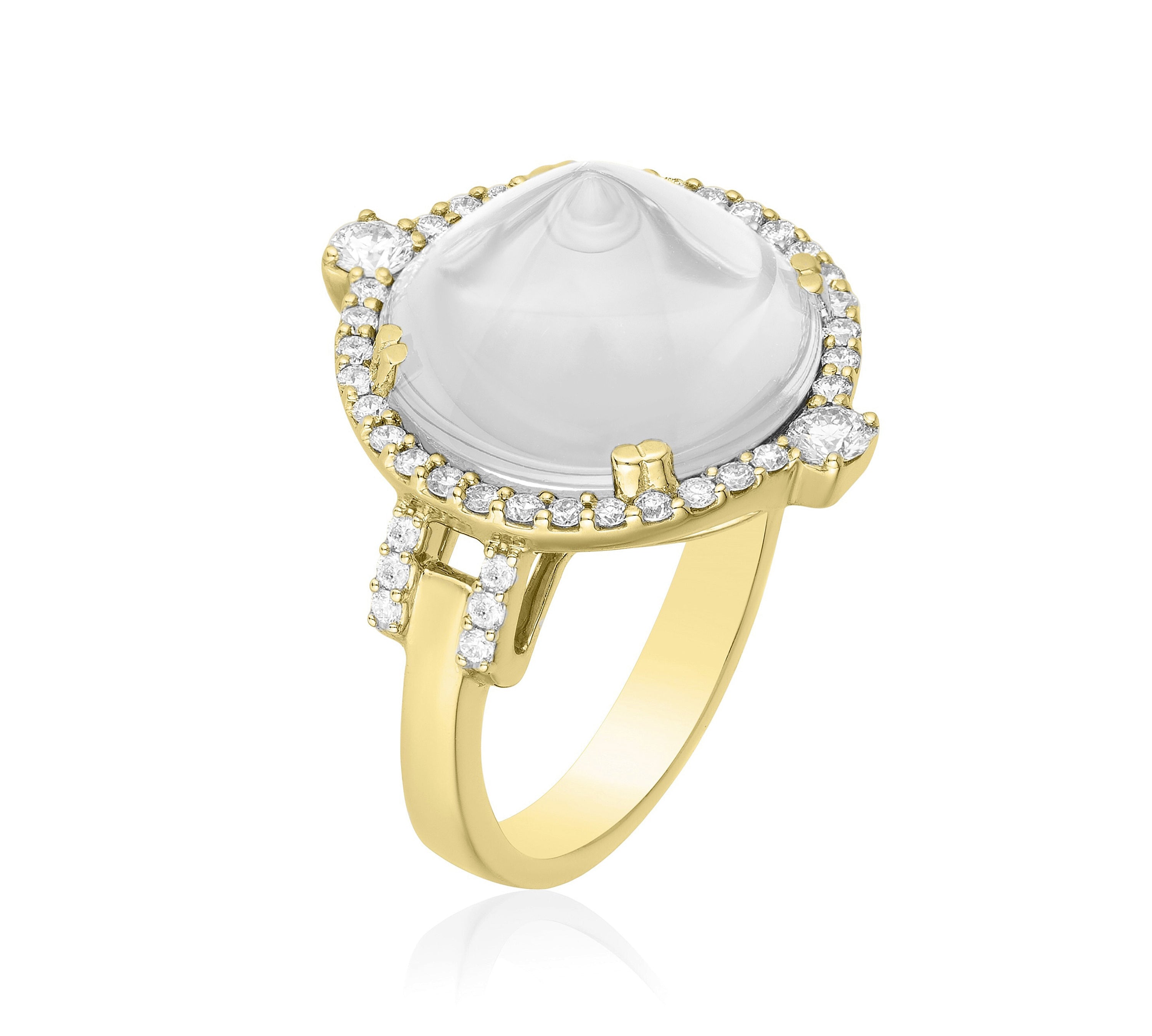 Sugar Loaf Ring with Diamonds Cocktail Ring Goshwara