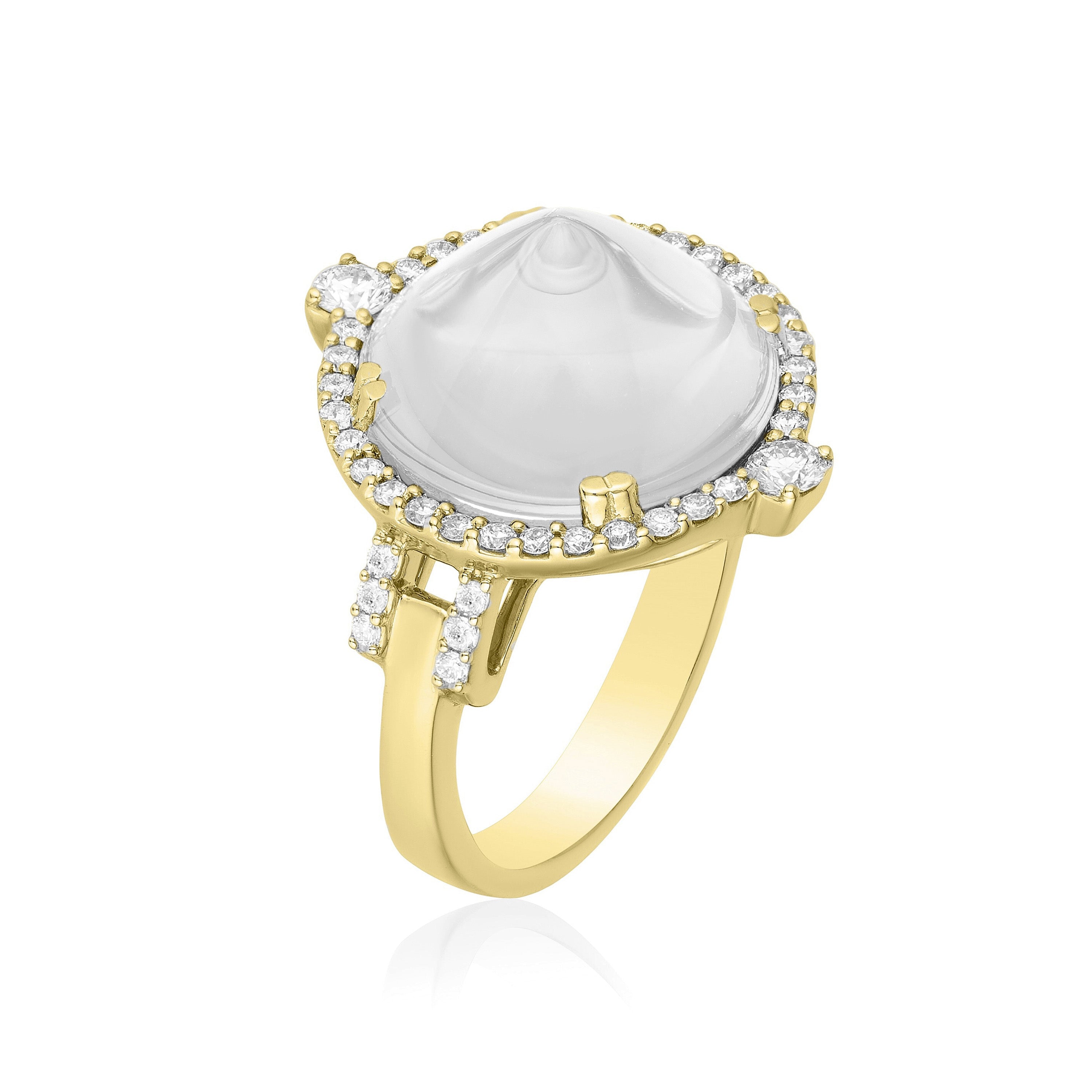 Sugar Loaf Ring with Diamonds Cocktail Ring Goshwara