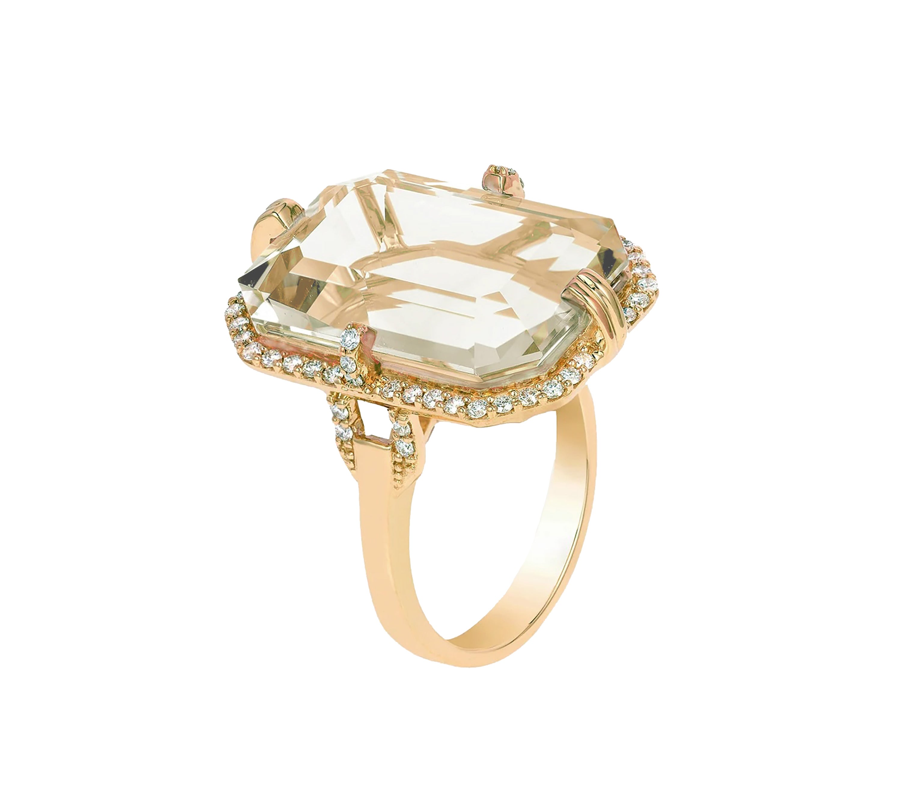 Emerald-Cut Ring Cocktail Ring Goshwara Yellow Gold