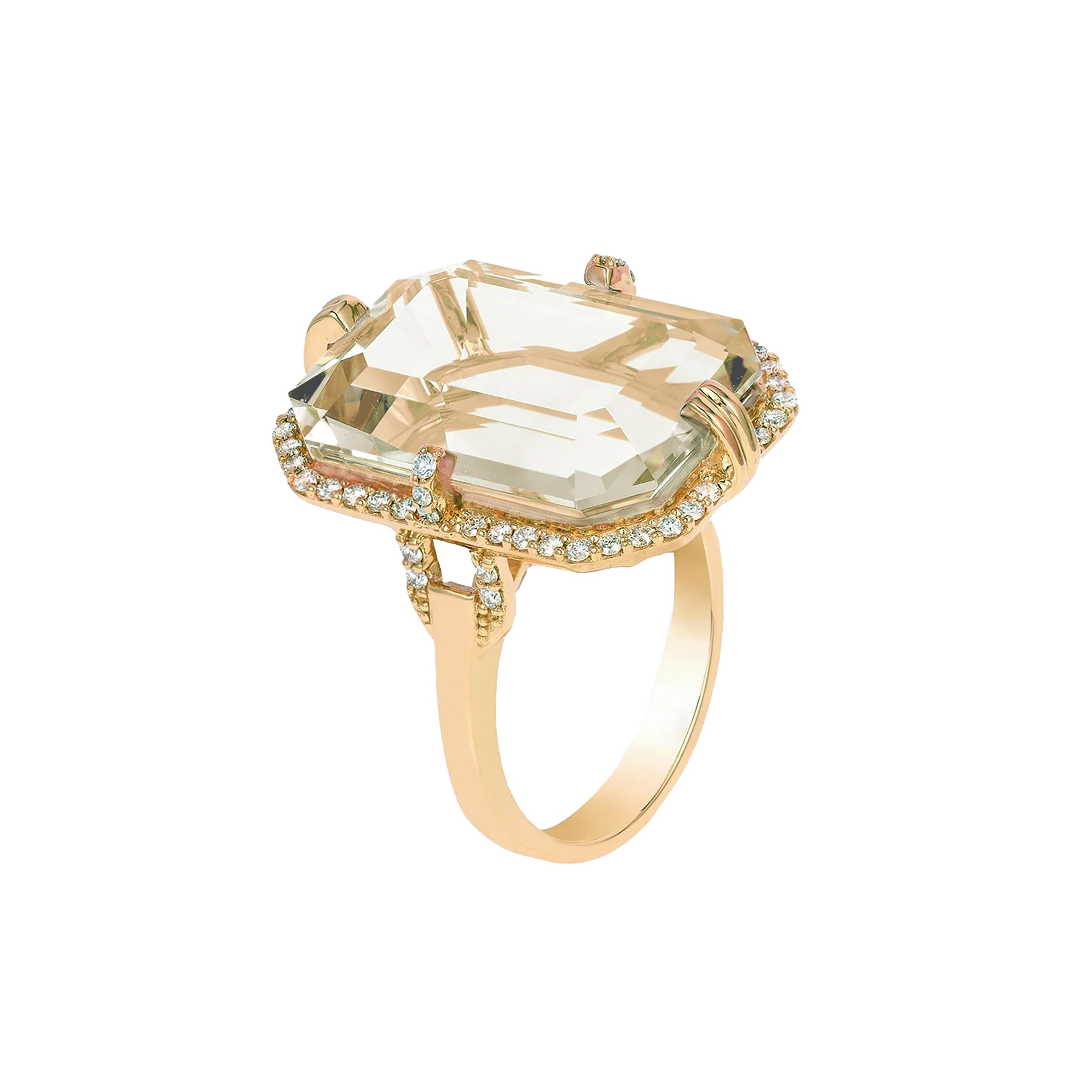 Emerald-Cut Ring Cocktail Ring Goshwara Yellow Gold