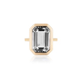 Emerald-Cut Bezel Set Ring Cocktail Ring Goshwara Rock Crystal