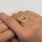 Emerald-Cut Enamel Ring Cocktail Ring Goshwara