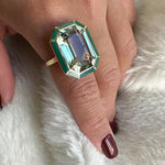 Stone Inlay Emerald-Cut Ring Cocktail Ring Goshwara