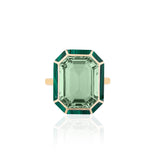 Stone Inlay Emerald-Cut Ring Cocktail Ring Goshwara Prasiolite / Malachite