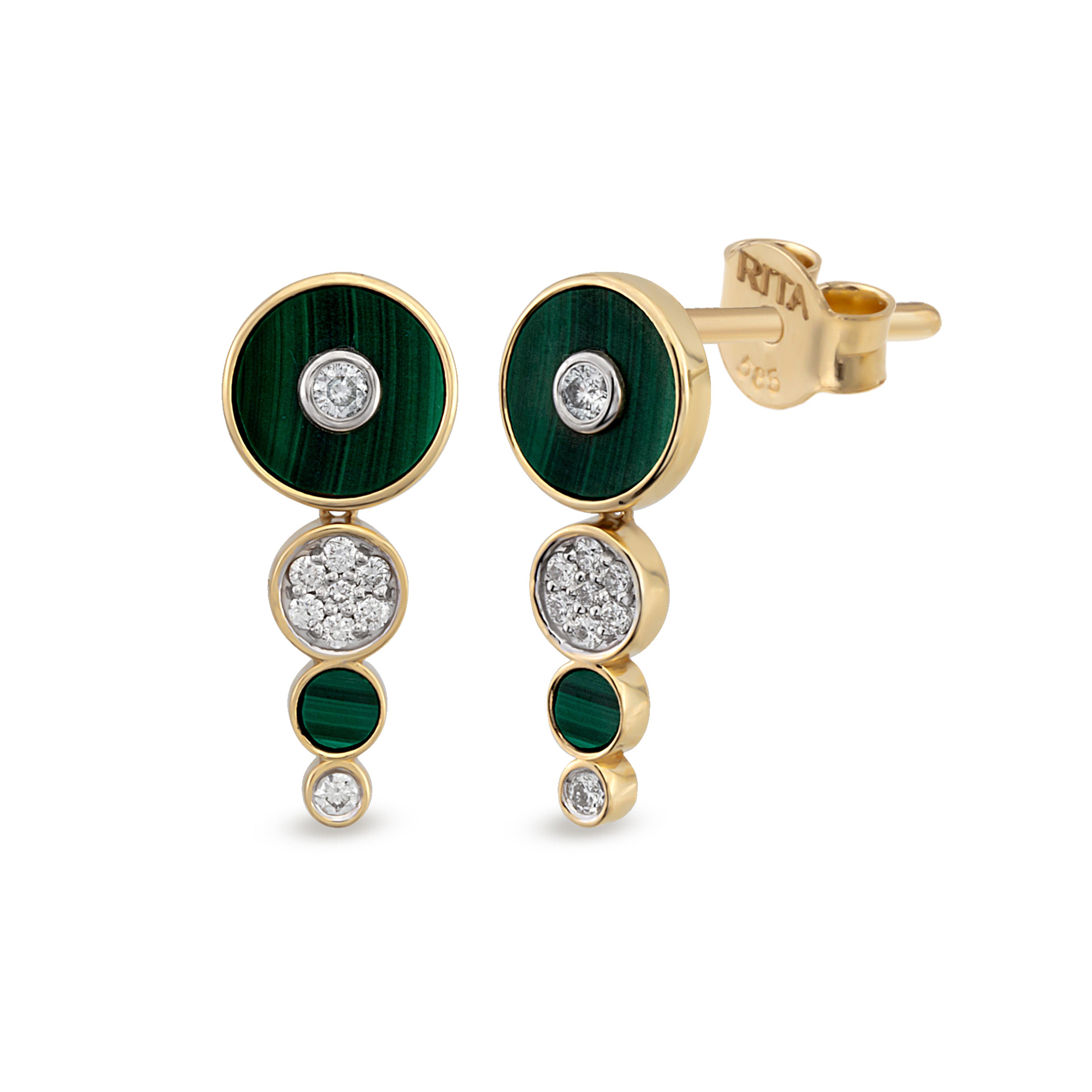 Deep Space Earrings Drop Earrings RITA Fine Jewelry Malachite Pair
