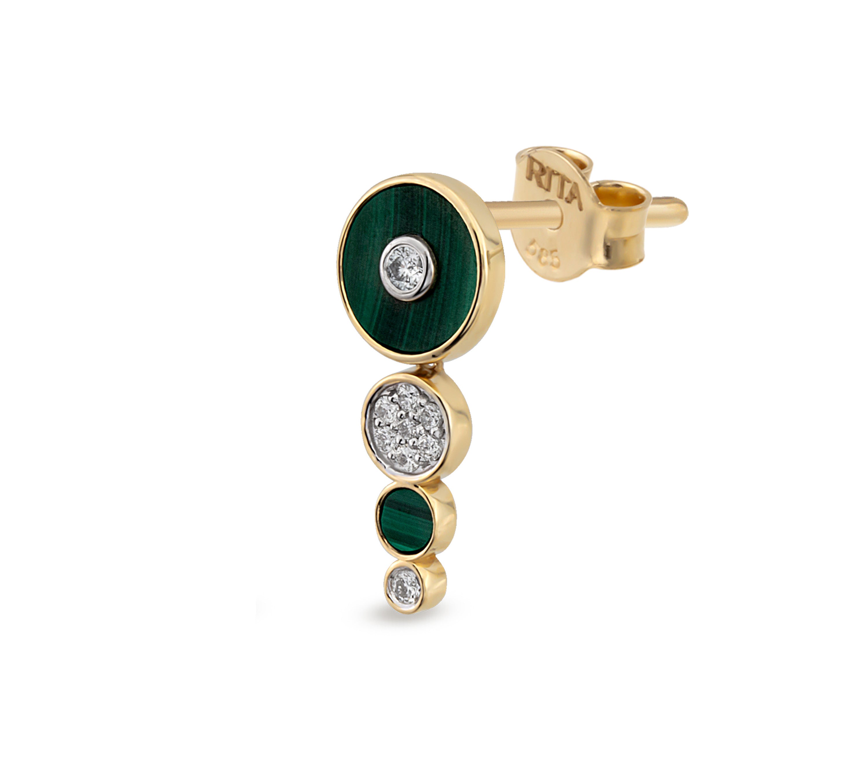 Deep Space Earrings Drop Earrings RITA Fine Jewelry Malachite Single