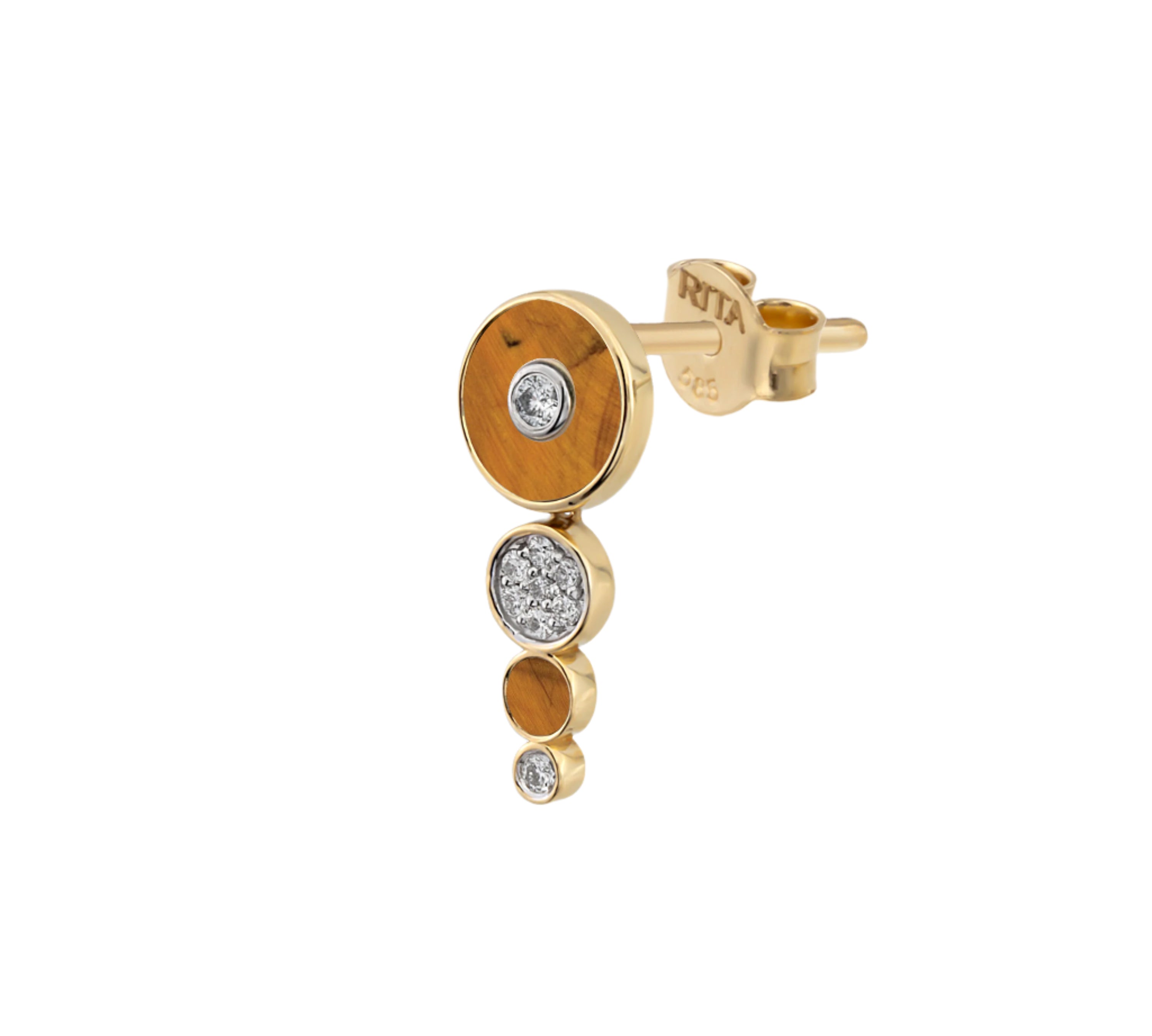 Deep Space Earrings Drop Earrings RITA Fine Jewelry Tiger's Eye Single