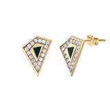 Malachite Origami Earring Stud Earrings RITA Fine Jewelry Pair
