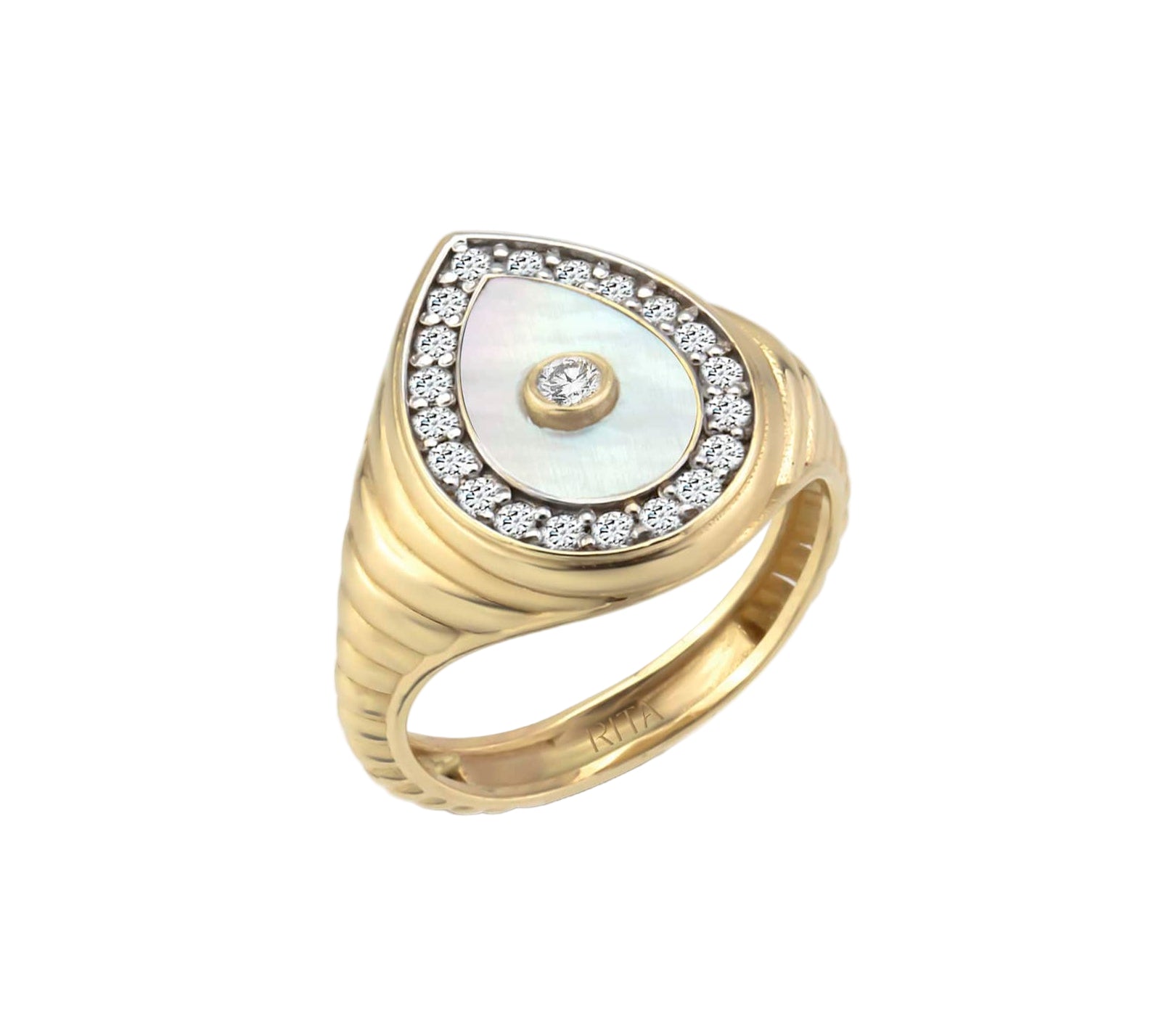 Diamond Drop Pearl Ring Ring RITA Fine Jewelry