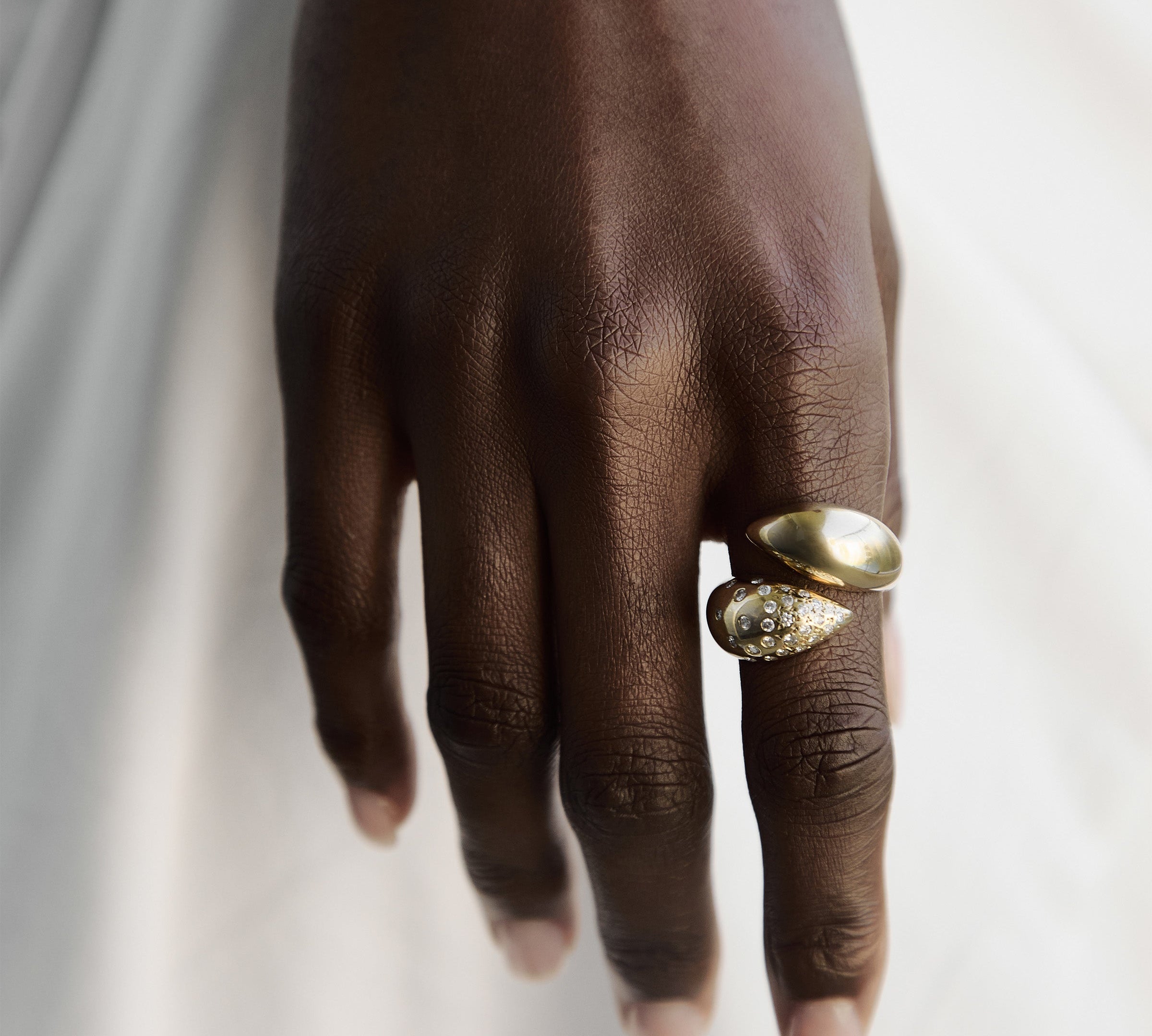 Claw Ring with Sprinkled Diamonds, Sterling Silver Statement Ring MAE + LANG