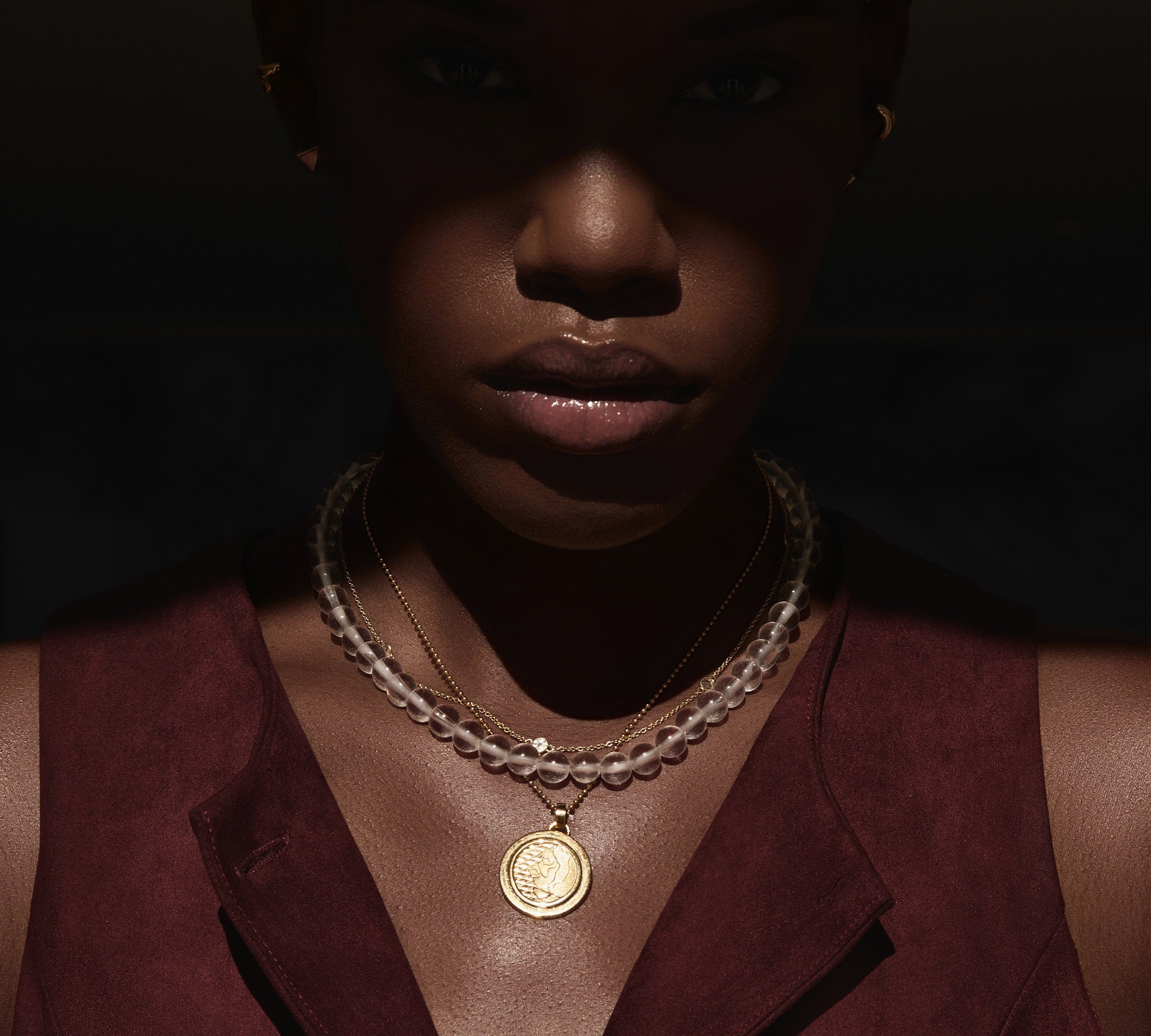 Clear Quartz and Topaz Strand Choker Choker Necklace MAE + LANG