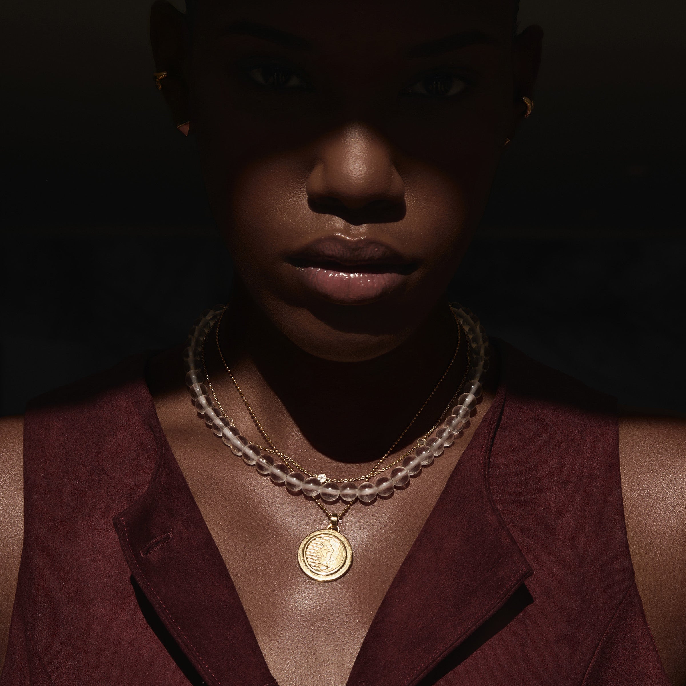 Clear Quartz and Topaz Strand Choker Choker Necklace MAE + LANG