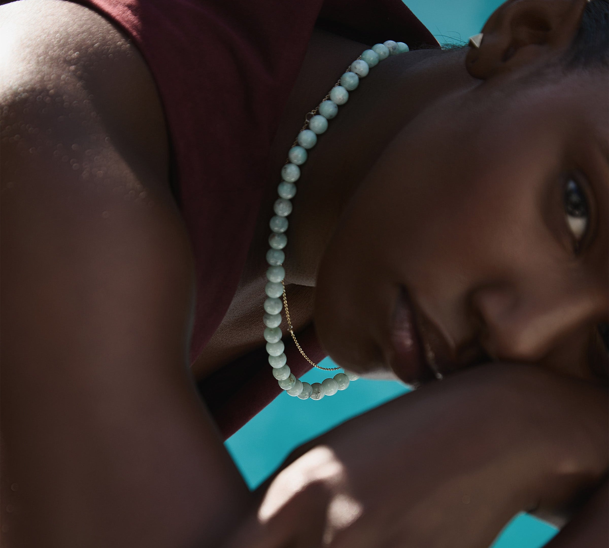 LADY Chrysoprase and Topaz Strand Choker Choker Necklace MAE + LANG