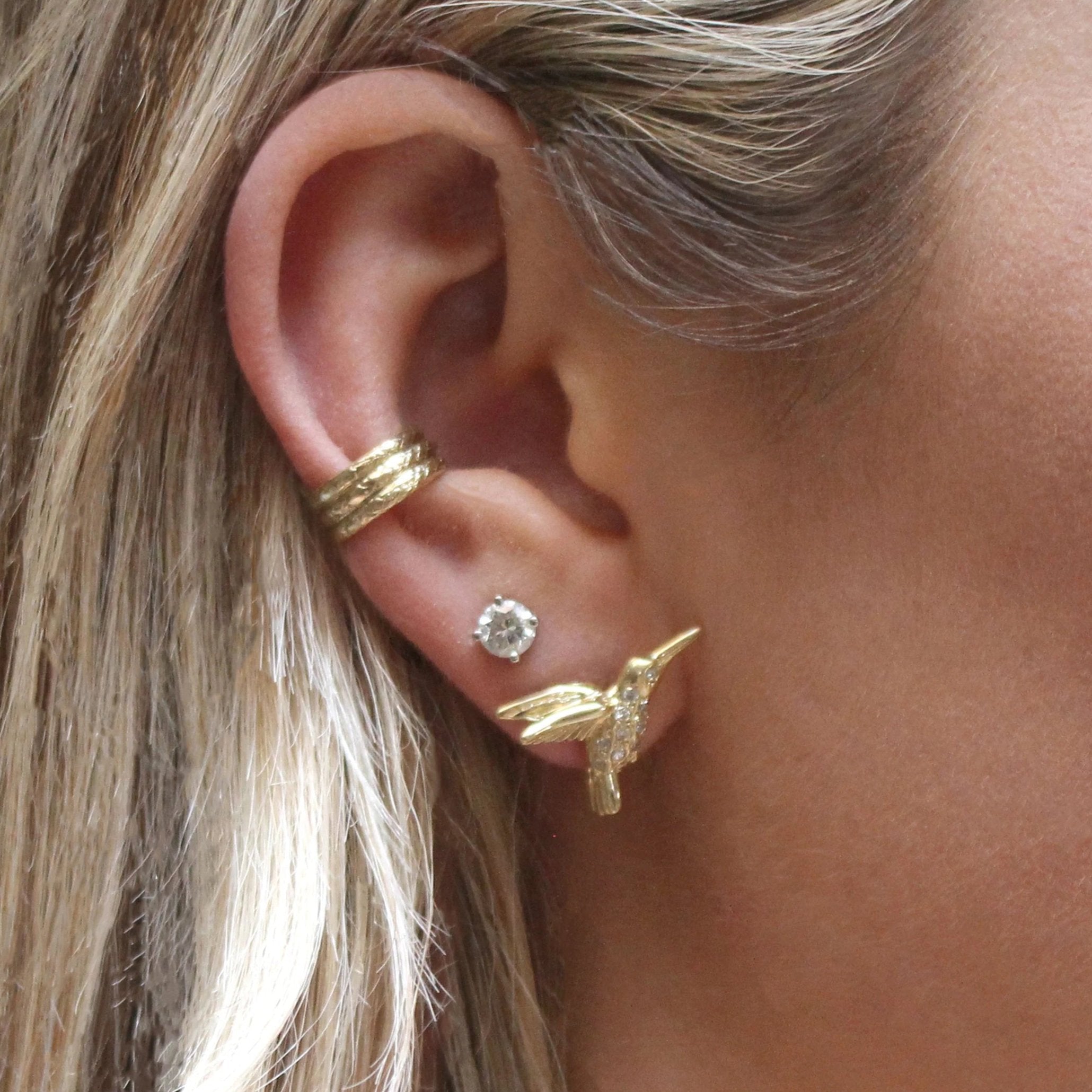 Hummingbird Earring with Diamonds Stud Earrings Roseark Deux
