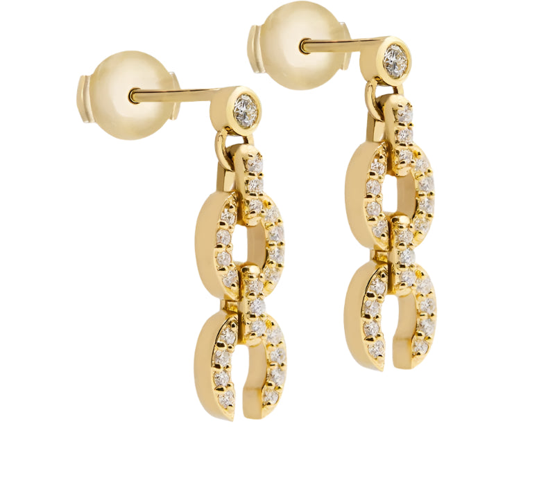 Links HC Logo Earrings with Diamonds, Small Drop Earrings KIMITAKE