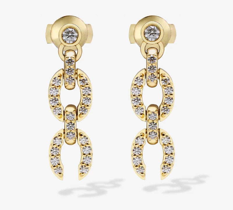 Links HC Logo Earrings with Diamonds, Small Drop Earrings KIMITAKE