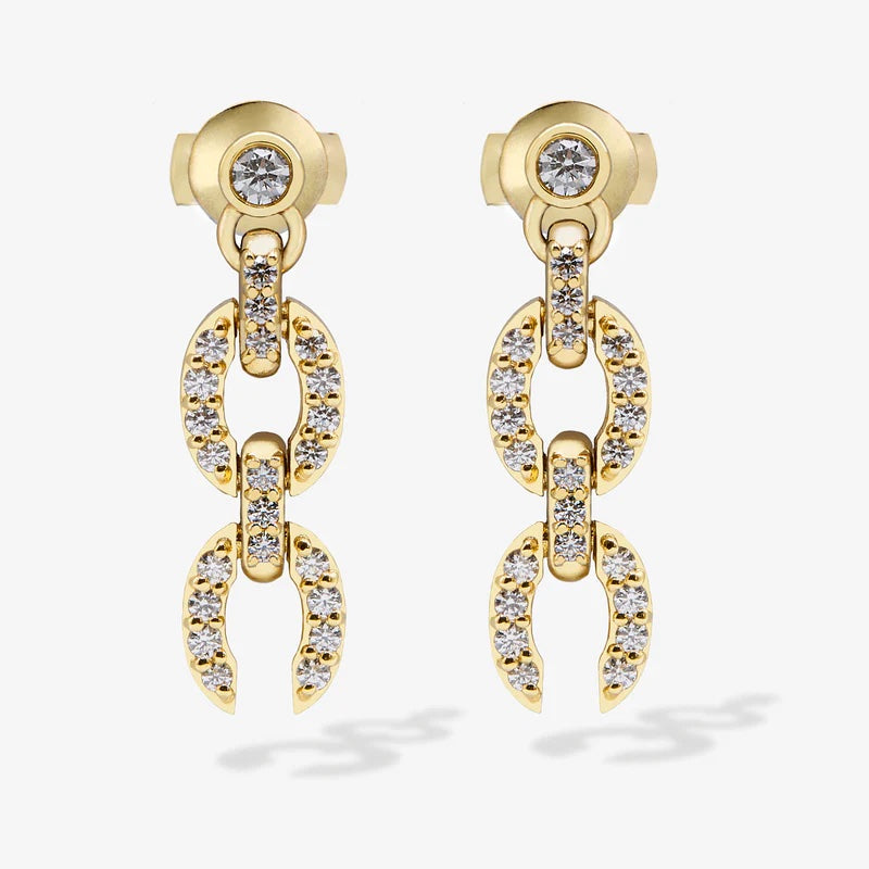 Links HC Logo Earrings with Diamonds, Small Drop Earrings KIMITAKE
