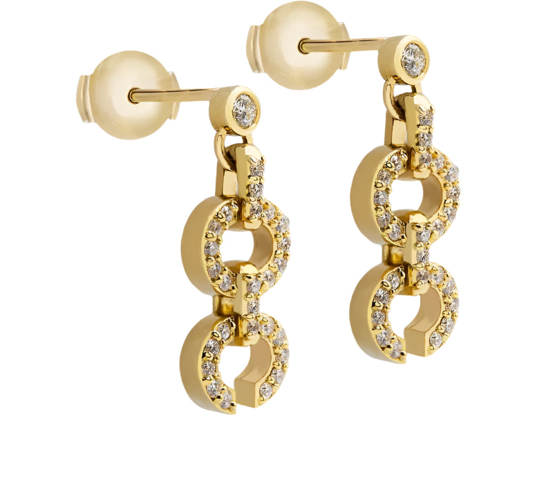 Links HC Logo Earrings with Diamonds, Large Drop Earrings KIMITAKE