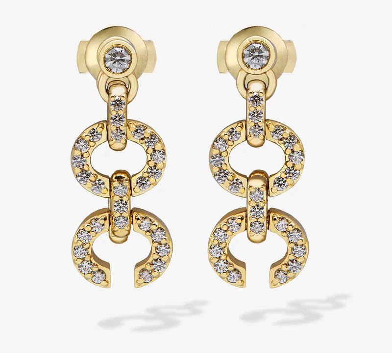 Links HC Logo Earrings with Diamonds, Large Drop Earrings KIMITAKE
