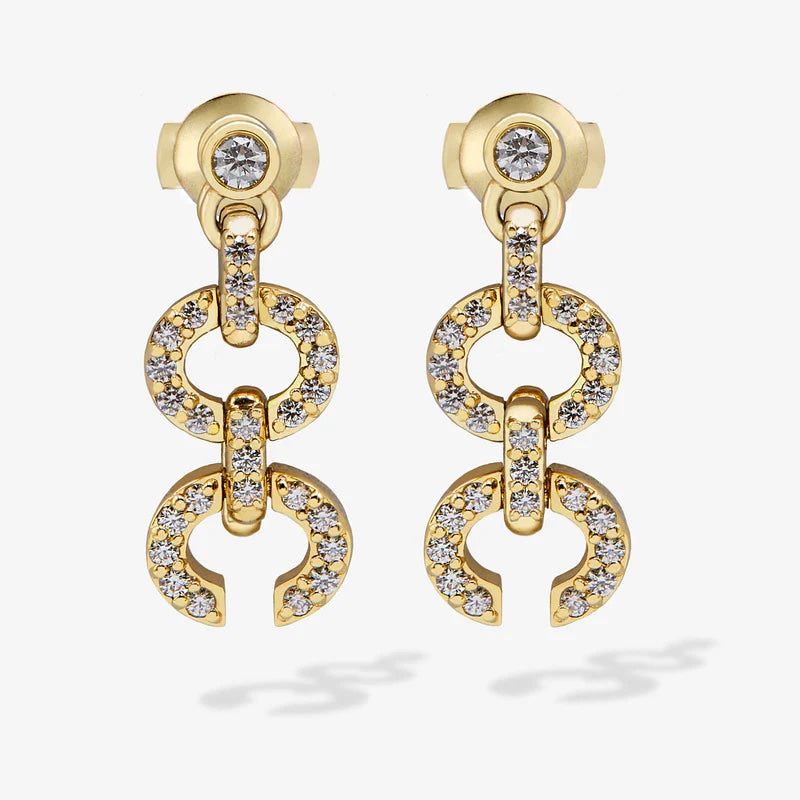 Links HC Logo Earrings with Diamonds, Large Drop Earrings KIMITAKE